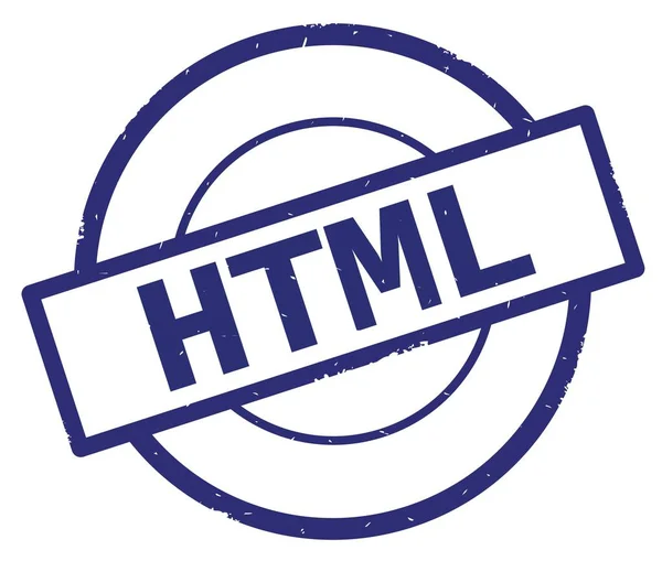 HTML-Text, geschrieben auf blauem einfachen Kreisstempel. — Stockfoto
