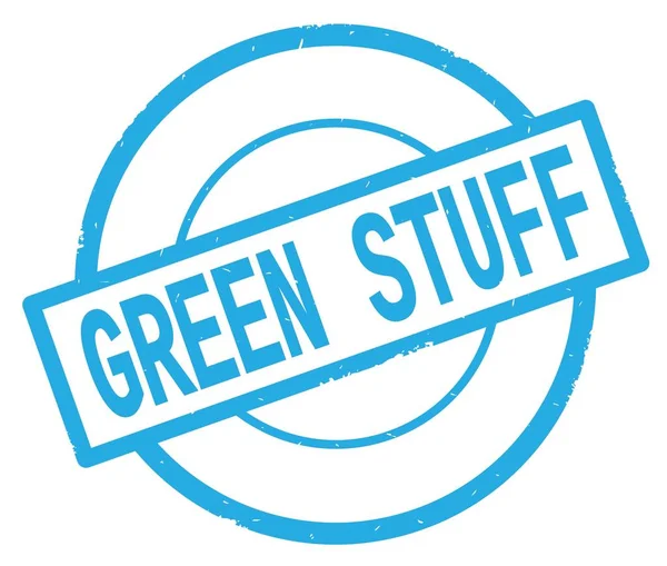 绿色的东西文本, 写在青色简单的圆圈邮票. — 图库照片