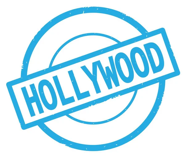 Hollywood szöveg, a bélyeg cián egyszerű kör. — Stock Fotó