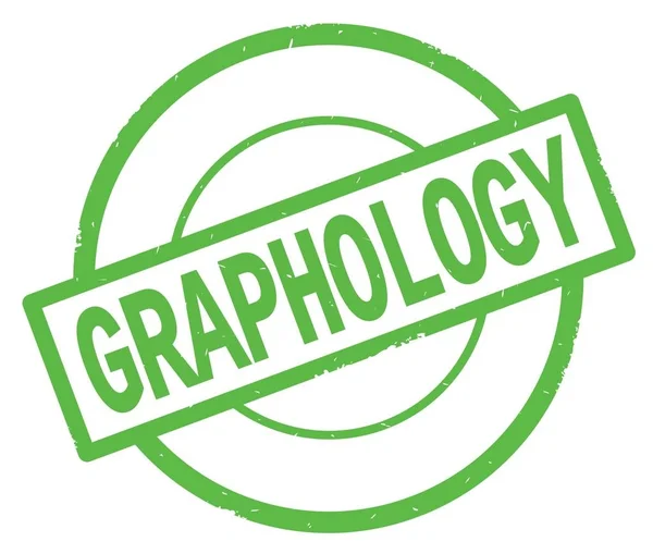 Grafologie text, napsaný na zelené jednoduchý kruh razítko. — Stock fotografie
