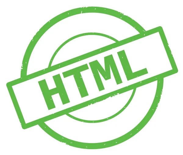 Html 文本, 写在绿色简单的圆圈邮票. — 图库照片