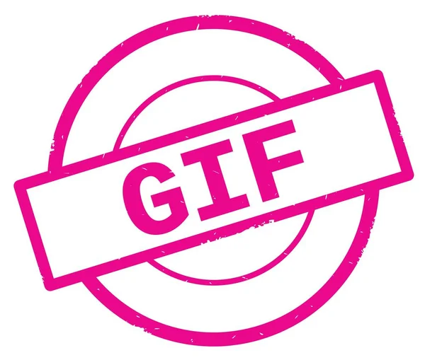 GIF text, written on pink simple circle stamp. — Stock Photo, Image