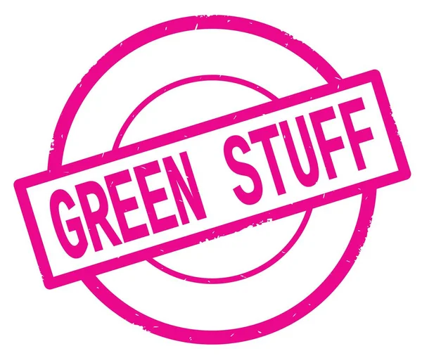 Zelené věci text, napsaný na známce růžová jednoduchý kruh. — Stock fotografie