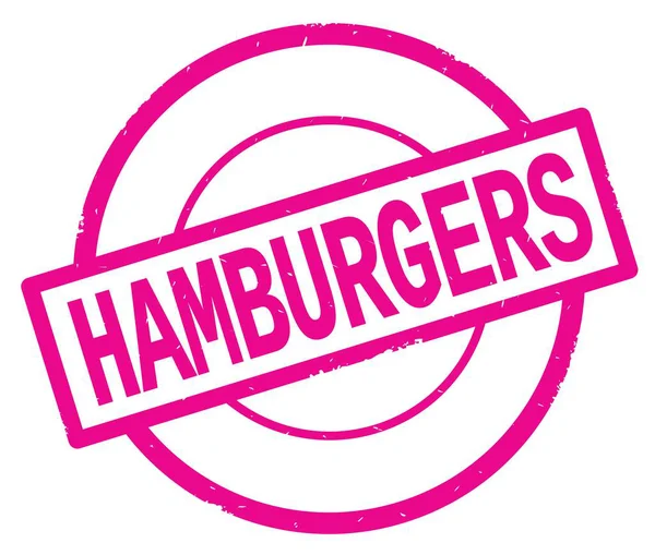 Hamburgare text, skriven på rosa enkel cirkel stämpel. — Stockfoto