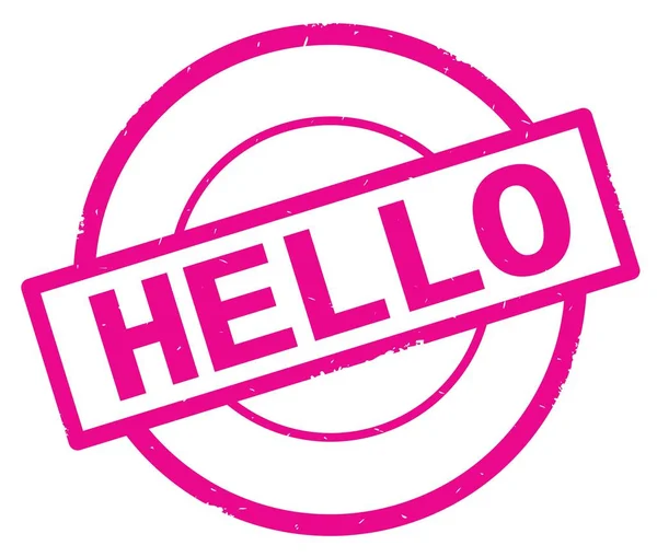 HELLO texto, escrito em rosa carimbo círculo simples . — Fotografia de Stock