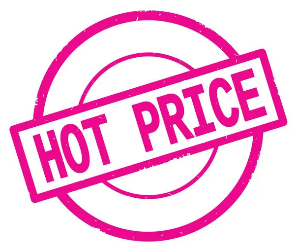 Heta pris text, skriven på rosa enkel cirkel stämpel. — Stockfoto