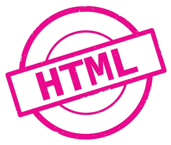 HTML text, written on pink simple circle stamp. — Stock Photo, Image