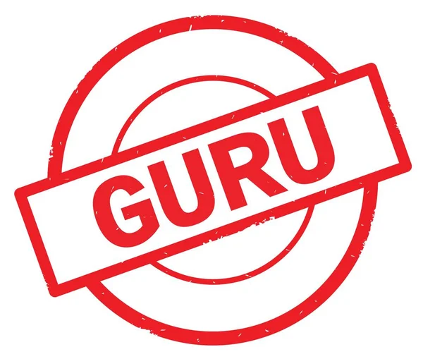 Guru-Text, geschrieben auf rotem einfachen Kreisstempel. — Stockfoto