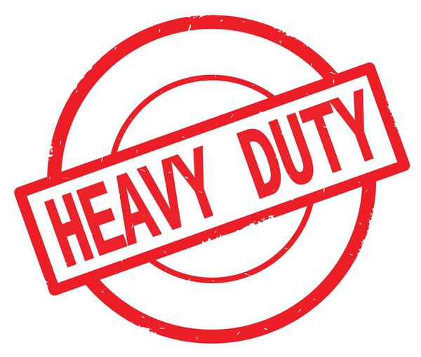HEAVY DUTY text, written on red simple circle stamp.