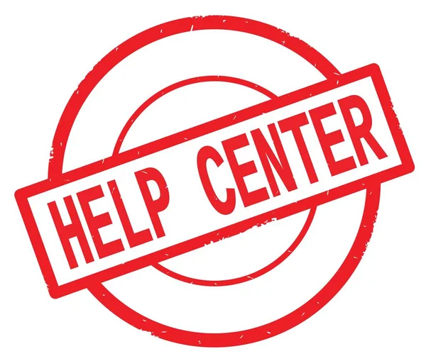 HELP CENTER text, written on red simple circle stamp.