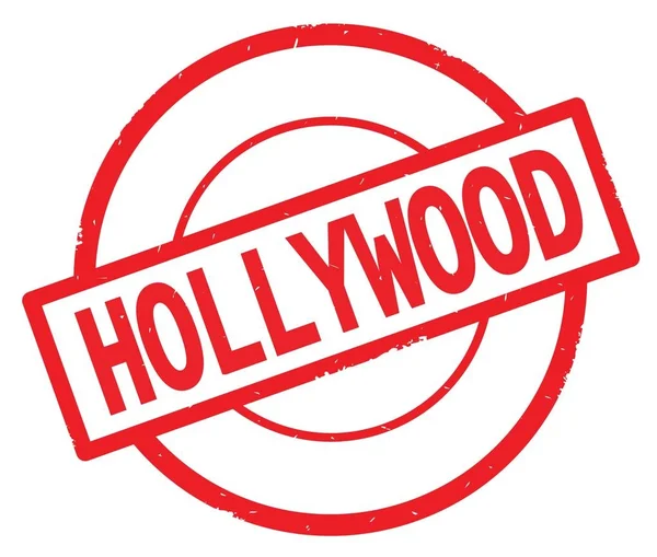 Hollywood tekst, napisany na znaczku czerwone kółko proste. — Zdjęcie stockowe