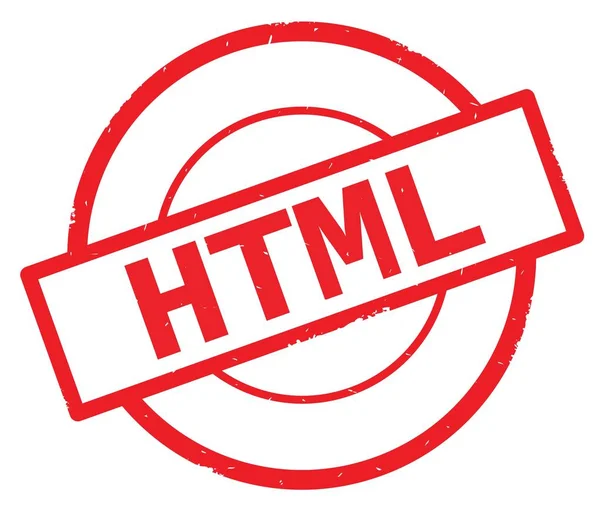 HTML κείμενο, γραμμένο σε κόκκινο κύκλο απλό γραμματόσημο. — Φωτογραφία Αρχείου