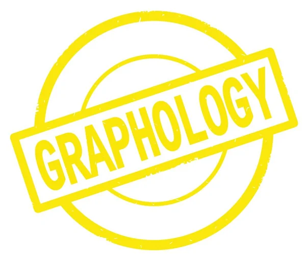 Grafologie text, napsaný na známce žlutý jednoduchý kruh. — Stock fotografie