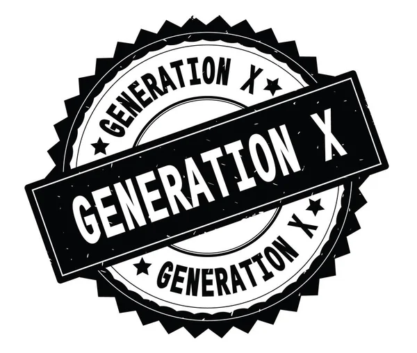 Generation X fekete szöveg kerek bélyegző, zig zag szegéllyel. — Stock Fotó
