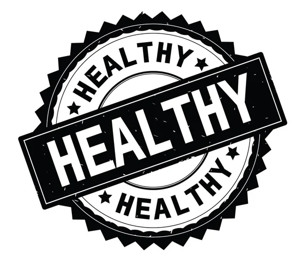 HEALTHY black text round stamp, with zig zag border. — Stock Photo, Image