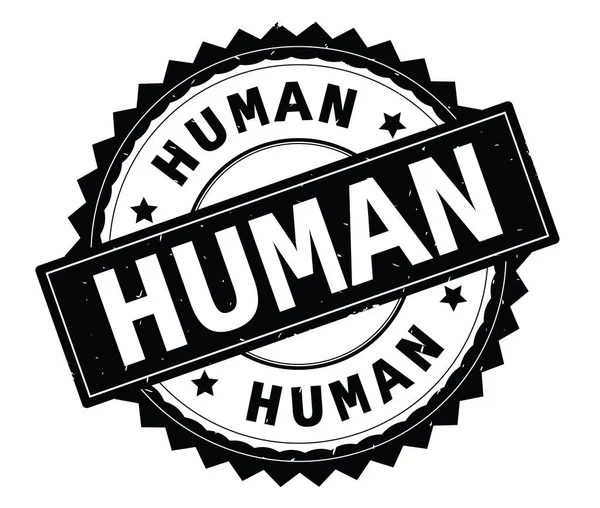 İnsan siyah metin damgası, zig zag kenarlıklı yuvarlak.