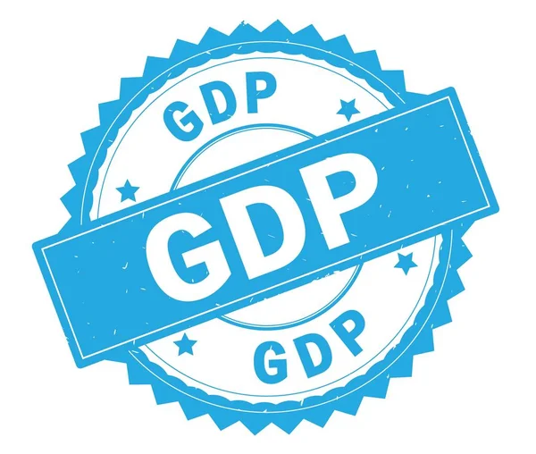 Голубой текст ВВП круглый штамп, с зигзагообразной границей . — стоковое фото