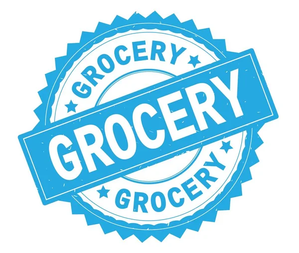 Bakkal mavi metin damgası, zig zag kenarlıklı yuvarlak.