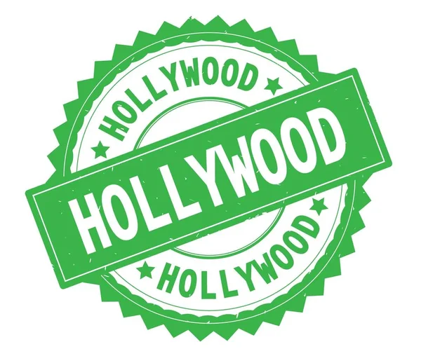 Hollywood grön text rund stämpel, med zig zag kant. — Stockfoto