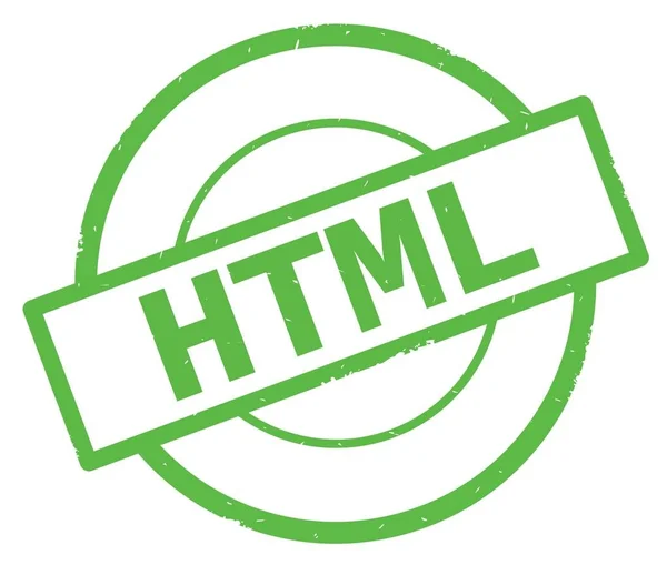 HTML-tekst, geschreven op groene eenvoudige cirkel stempel. — Stockfoto