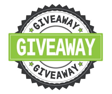 Hediye metin gri ve yeşil yuvarlak damga, zig zag kenarlıklı