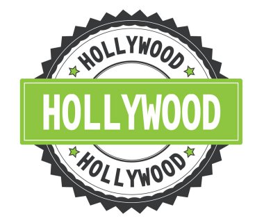 Hollywood metin gri ve yeşil yuvarlak damga, zig zag borde ile