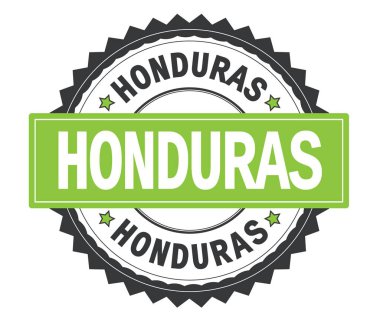 Honduras gri ve yeşil yuvarlak damga, zig zag kenarlıklı metin