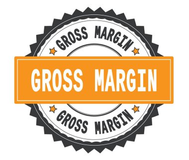 Brüt marj metin gri ve turuncu yuvarlak damga, zig zag b