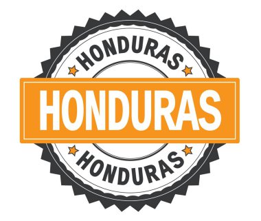 Honduras metin gri ve turuncu yuvarlak damga, zig zag borde ile
