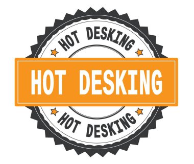 Sıcak Desking metin gri ve turuncu pul yuvarlak, bo ile zig zag