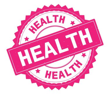 Sağlık pembe metin damgası, zig zag kenarlıklı yuvarlak.