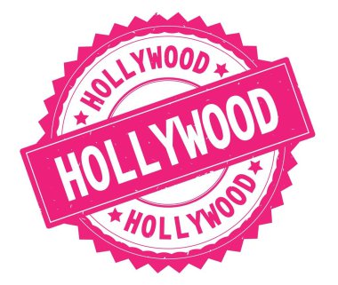 Hollywood pembe metin damgası, zig zag kenarlıklı yuvarlak.