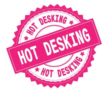 Sıcak Desking pembe metin damgası, zig zag kenarlıklı yuvarlak.