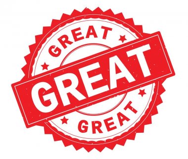 Büyük kırmızı metin damgası, zig zag kenarlıklı yuvarlak.