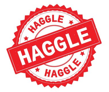 Pazarlık kırmızı metin damgası, zig zag kenarlıklı yuvarlak.