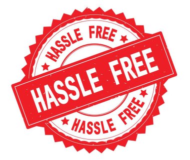 Güçlük özgür kırmızı metin damgası, zig zag kenarlıklı yuvarlak.