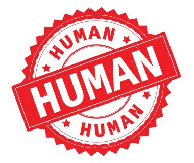 İnsan kırmızı metin damgası, zig zag kenarlıklı yuvarlak.