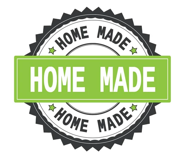 Home Made tekst op grijze en groene ronde stempel, met zig zag borde — Stockfoto