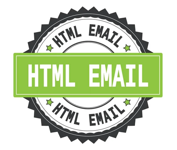 HTML texto do e-mail em cinza e verde carimbo redondo, com ziguezague bord — Fotografia de Stock