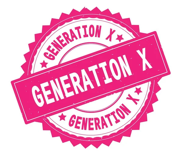 Szöveg Generation X rózsaszín kerek bélyegző, zig zag szegéllyel. — Stock Fotó