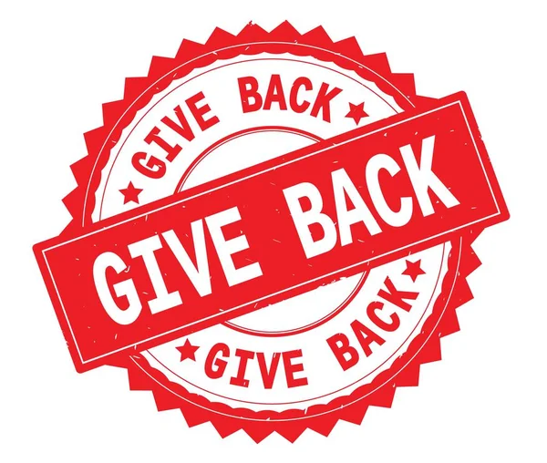 GIVE BACK red text round stamp, with zig zag border. — Stock Photo, Image