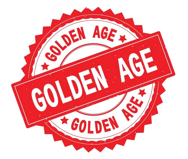 GOLDEN AGE red text round stamp, with zig zag border. — Stock Photo, Image