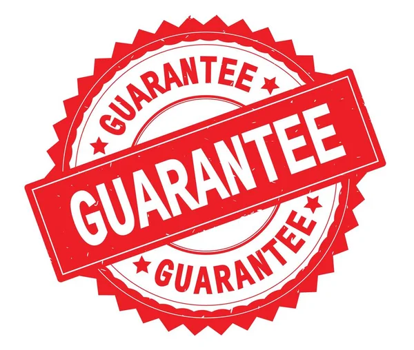 GUARANTEE red text round stamp, with zig zag border. — Stock Photo, Image