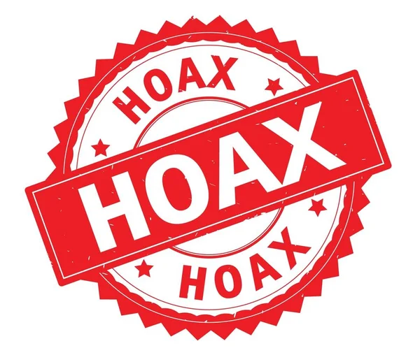 HOAX timbro rotondo testo rosso, con bordo zig zag . — Foto Stock