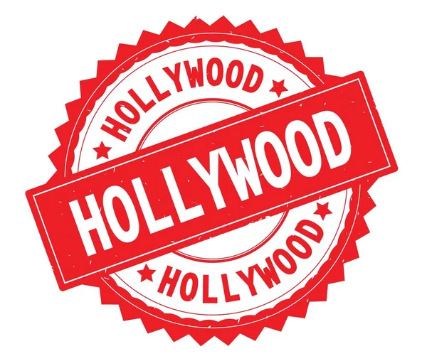 Hollywood roter Text runde Marke, mit Zick-Zack-Rand. — Stockfoto