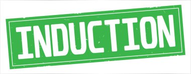 İndüksiyon metni, tam yeşil dikdörtgen vintage dokulu damga işareti.