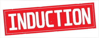 İndüksiyon metni, tam kırmızı dikdörtgen vintage dokulu damga işareti.