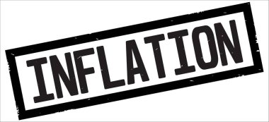 Siyah kenarlık dikdörtgeni vintage dokulu damga işareti üzerinde enflasyon metin.