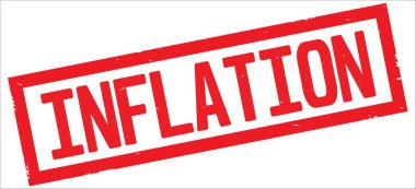 Kırmızı renkli dikdörtgen vintage dokulu damga işareti üzerinde enflasyon metin.