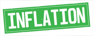 Tam yeşil dikdörtgen vintage dokulu damga işareti üzerinde enflasyon metin.